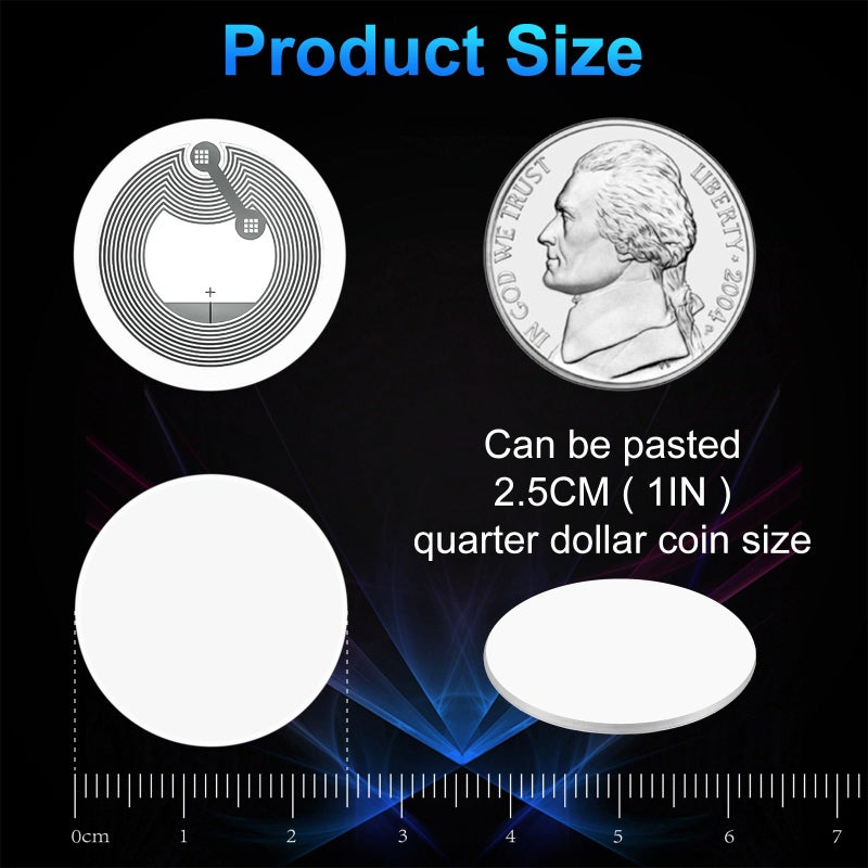 Prudiut 30 قطعة ملصقات NFC لاصقة شريحة 1 بوصة علامات NFC قابلة لإعادة الكتابة 504 بايت متوافقة مع Ntag 215 TagMo و Amiibo وأجهزة الهواتف المحمولة المدعومة بتقنية NFC - Image 2