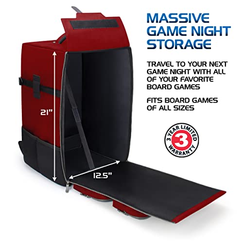 ENHANCE Collectors Edition Board Game Backpack Reinforced Rigid Board Game Storage with Padded Shoulder Straps Carrying Handle and Accessories Pockets for Dice Card Games More Dragon Red - Image 5
