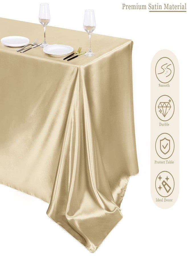 TURSTIN 4 Packs Champagne Satin Tablecloth 102 x 58 Inch Overlay Satin Table Cover Rectangle Bright Silk Tablecloth Smooth Fabric Table Decoration for Wedding Banquet Party Events - Image 4
