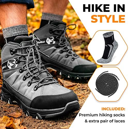 Foxelli Men’s Hiking Boots – Waterproof Breathable & Lightweight Suede Leather Hiking Boots for Men - Image 4