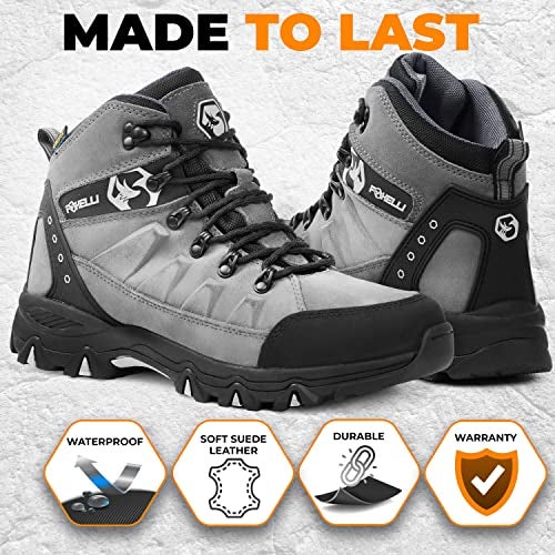 Foxelli Men’s Hiking Boots – Waterproof Breathable & Lightweight Suede Leather Hiking Boots for Men - Image 3