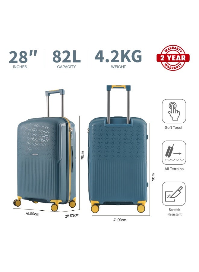 Eagle Express Neon X 28 Inch Large Luggage Peacock Blue, PP Hard Shell Check-In Trolley Suitcase with Lightweight Design, Scratch Resistant Travel Bag, 360 Spinner Wheels, Secure Lock System and 2 Year Warranty - Image 3
