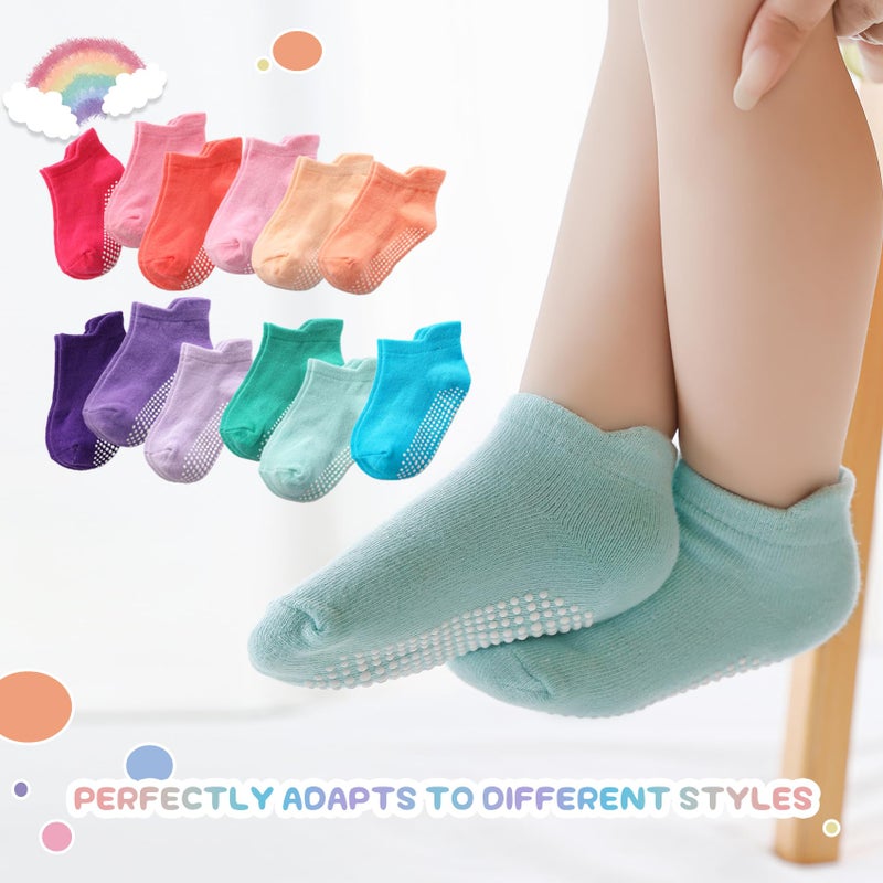 Aroveea Baby Toddler Socks Grip Non Slip Boys Girls Cotton 12 Pack for 3-5T Kids Ankle Cute Socks 6M-7Years - Image 2