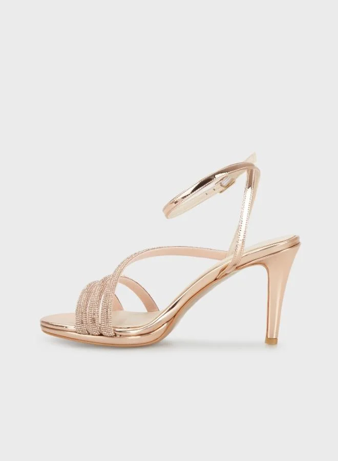 ليلا حذاء نسائي بكعب عالٍ مزين باللؤلؤ