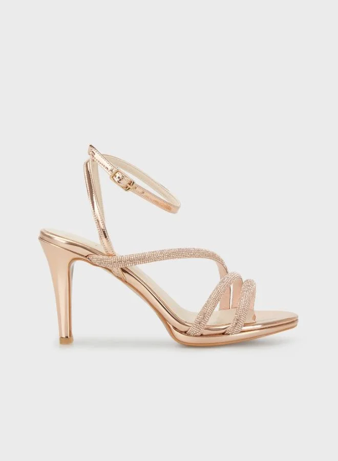 ليلا حذاء نسائي بكعب عالٍ مزين باللؤلؤ