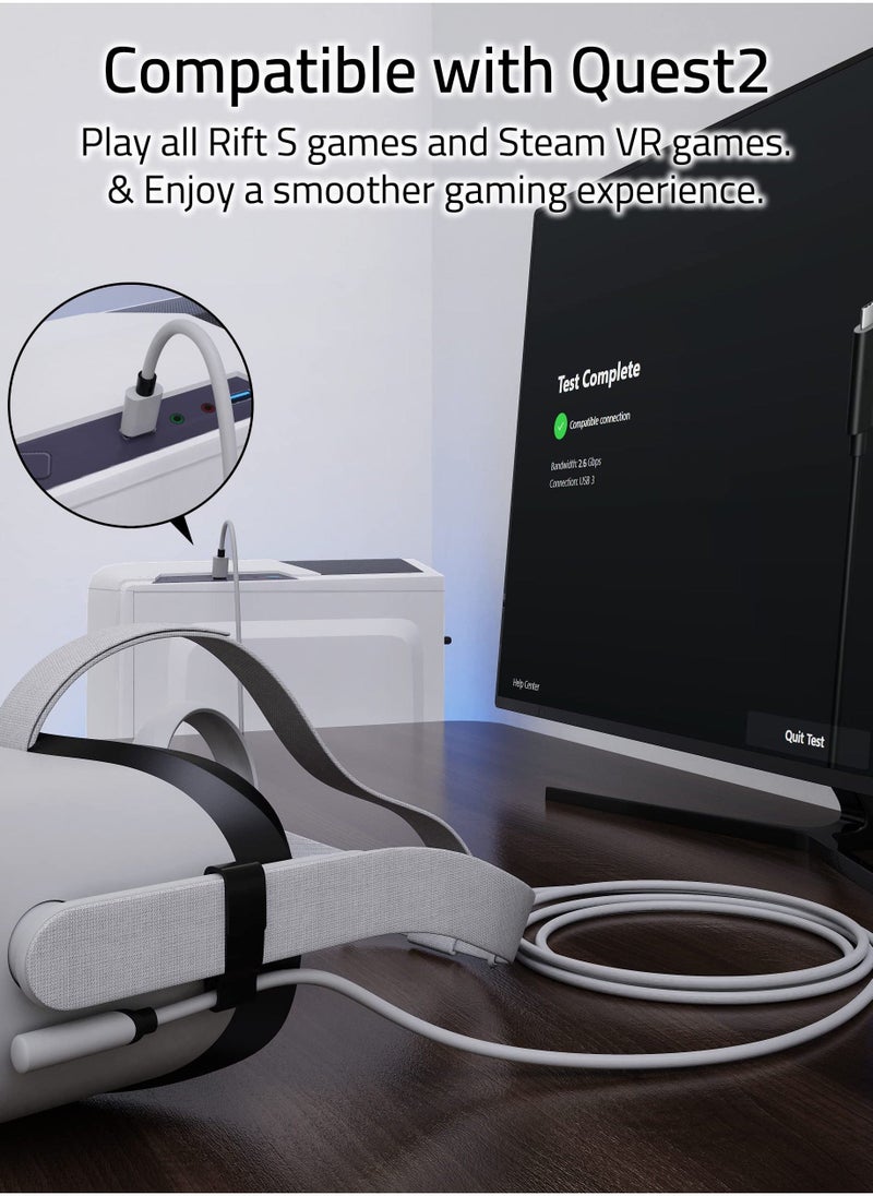 Link Cable 5 Meters for Oculus Quest 2 Accessories and PC/Steam VR, High Speed PC Data Transfer, USB 3.2 to USB C Cable for VR Headset and Gaming PC - Image 3