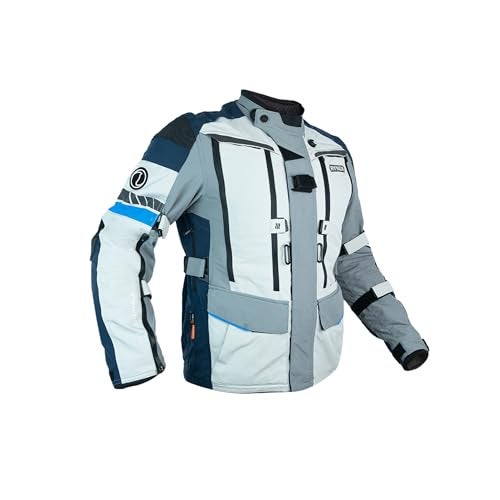 Rynox Stealth Evo 4 Jacket - Motorcycle Touring Jacket with Impact Protection and Abrasion Resistance - Arctic Blue, 2XL - Image 1
