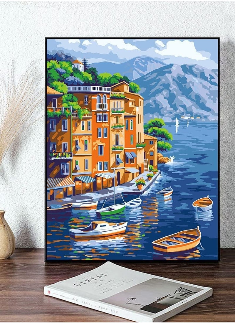 Excefore Paint by Numbers Kits for Kids Adults Beginner, DIY Acrylic Oil Painting On Canvas,16 x 20 inch Linen Oil Canvas， Without Frame DIY Color Landscape Oil Painting Acrylic Paints, Ideal  - Image 5