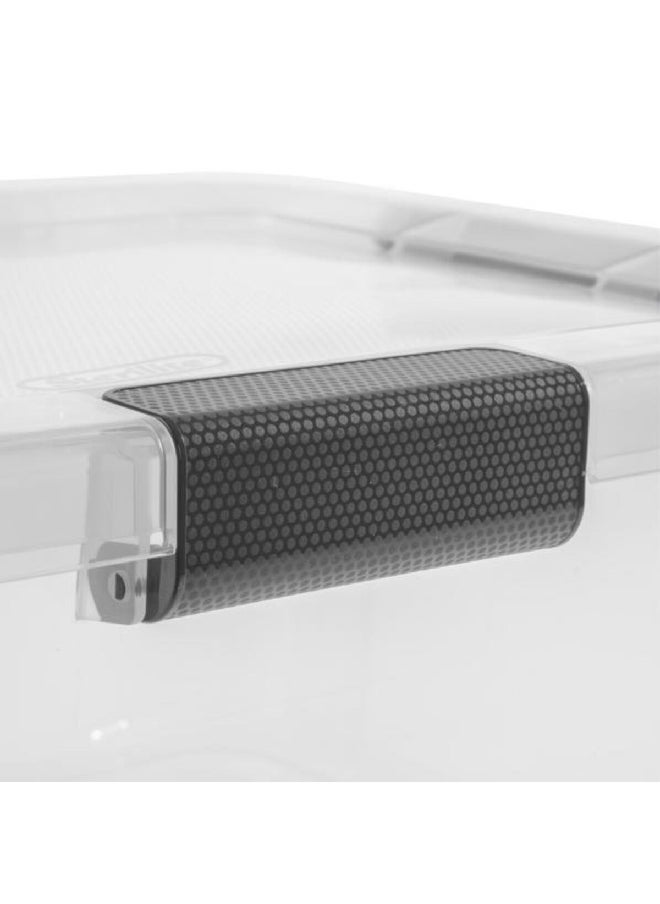 Sterilite - Stackable Hinge Lid Rectangular Space Saving Storage Box Clear and Grey 56.8 L 13963V06 - Image 1