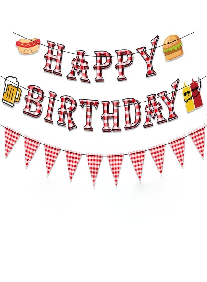 WAWEOOP BBQ Picnic Themed Birthday Party Decorations,Barbecue Picnic Banner for Birthday Party Decor Supplies - Image 1
