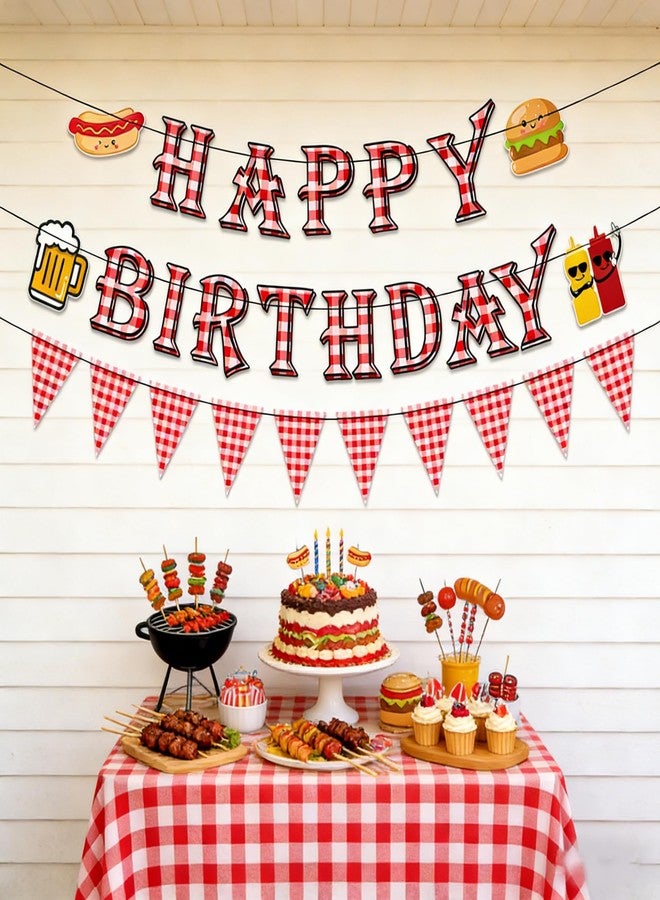 WAWEOOP BBQ Picnic Themed Birthday Party Decorations,Barbecue Picnic Banner for Birthday Party Decor Supplies - Image 2