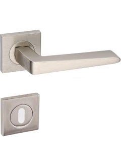 Eym Square Rosette Door Handle Satin Aluminum 