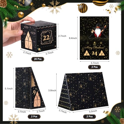 GWHOLE Advent Calendar Box to Fill 2025 24 Days Christmas Halloween Countdown Box Black Stackable Decorative Gift Box for DIY Christmas Surprises Holiday Dcor - Image 3
