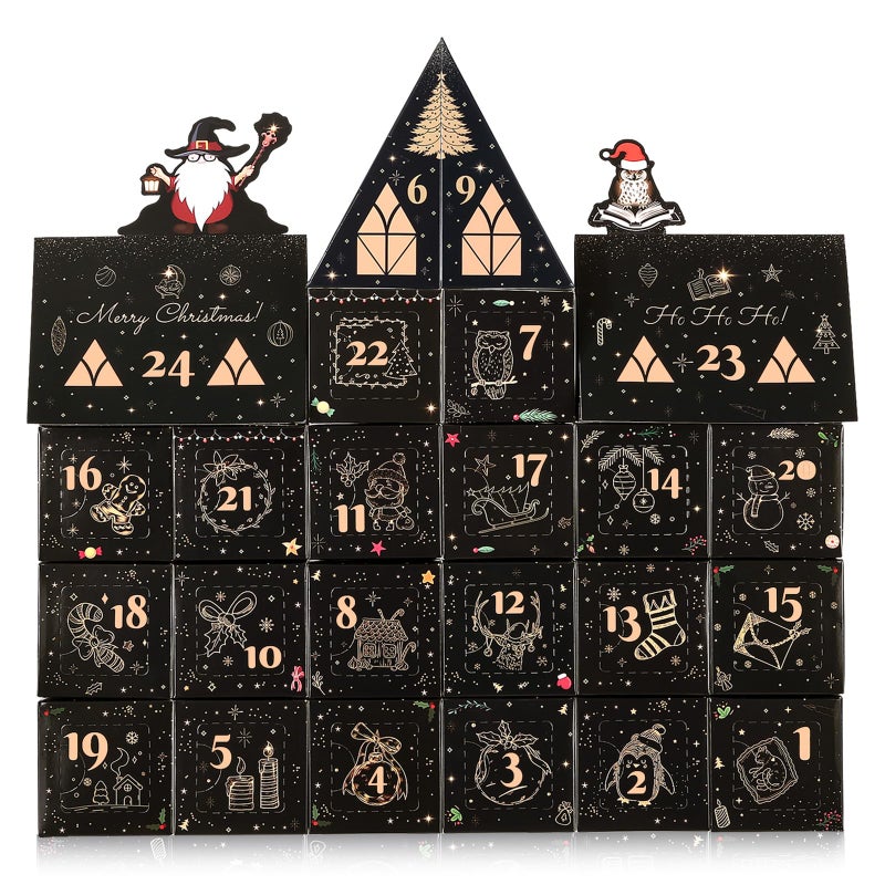 GWHOLE Advent Calendar Box to Fill 2025 24 Days Christmas Halloween Countdown Box Black Stackable Decorative Gift Box for DIY Christmas Surprises Holiday Dcor - Image 2