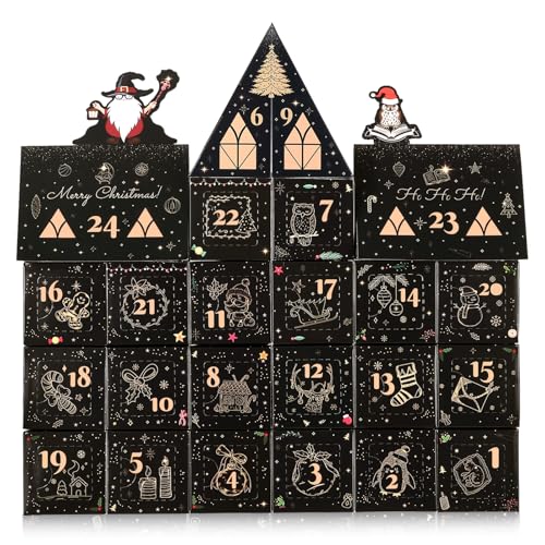 GWHOLE Advent Calendar Box to Fill 2025 24 Days Christmas Halloween Countdown Box Black Stackable Decorative Gift Box for DIY Christmas Surprises Holiday Dcor - Image 1