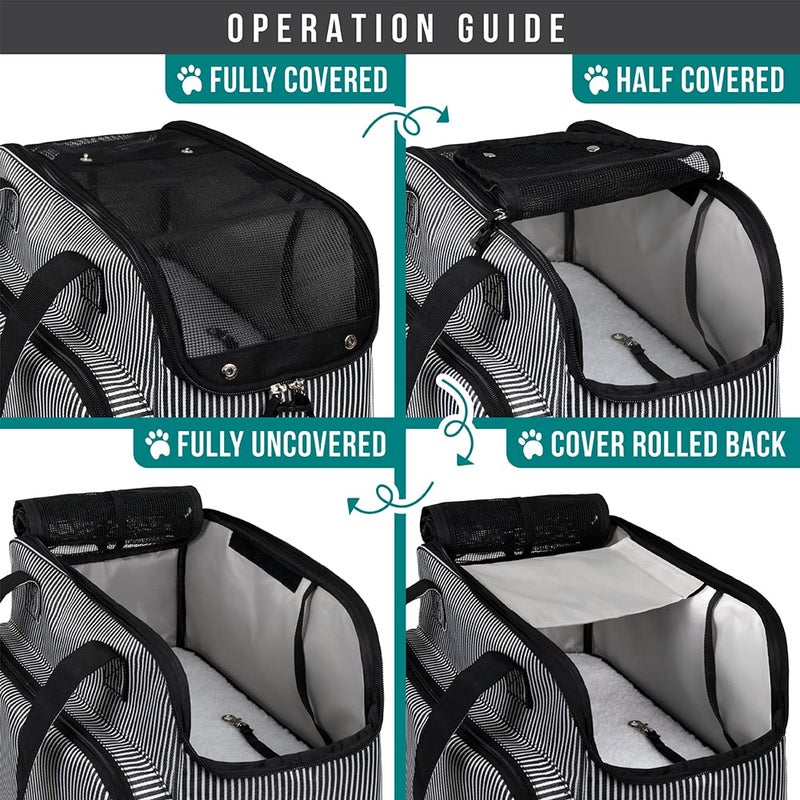 PetAmi Small Dog Purse Carrier, Soft-Sided Pet Carrier Bag with Pockets, Portable Puppy Cat Travel Handbag Tote, Airline Approved Breathable Mesh, Poop Bag Dispenser, Max 18 lbs, Stripe Black - Image 5