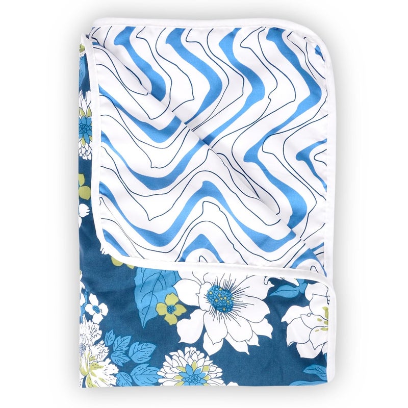 Divine Casa 120 GSM Microfiber Single Kids Dohar 04 Years Soft Lightweight Throw Blanket Cozy Breathable AllSeason Comfort 140 x 100 CM Floral Pattern Galaxy Blue White