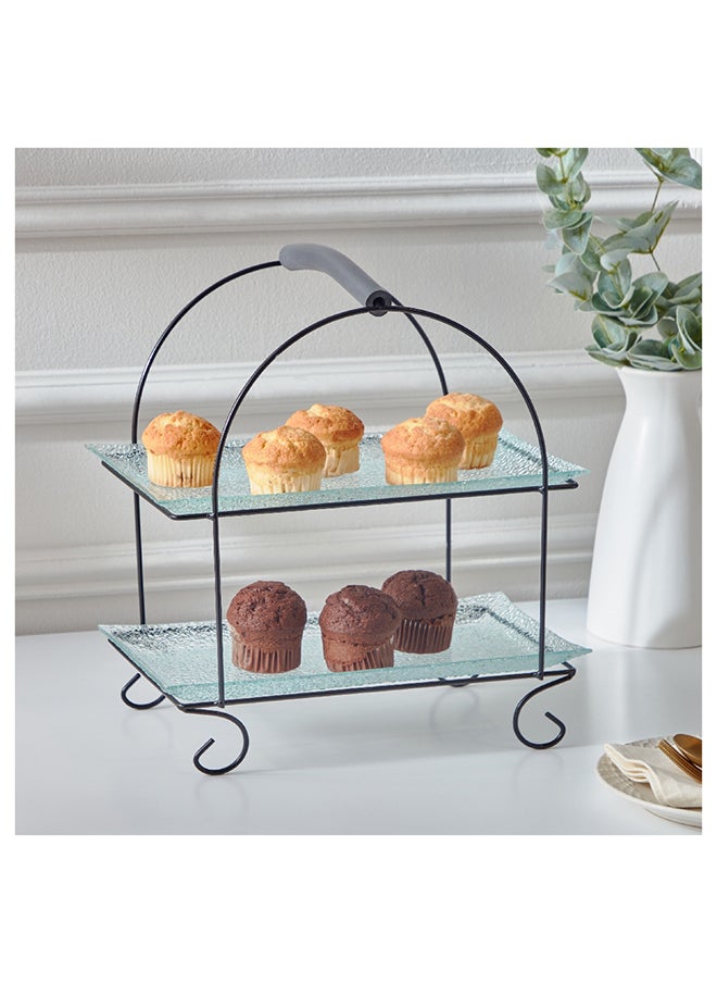 Home Box Vintage 3-Piece Glass Serving Tray Set 35.5x36.5x19.3 cm  - Image 1