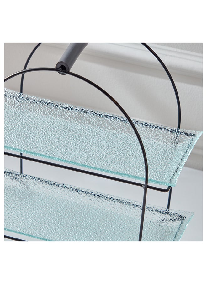 Home Box Vintage 3-Piece Glass Serving Tray Set 35.5x36.5x19.3 cm  - Image 3