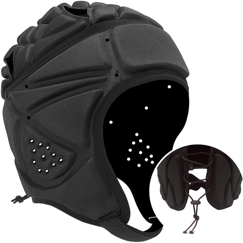 Ndola Adjustable Rugby Helmet Headguard Soft Padded Shell Hockey Head Guard Soccer Protective Headgear Scrum Cap 7v7 Flag Football Head Protector Support Soft Foam - Image 2