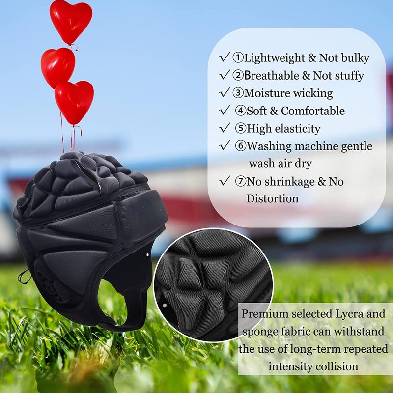 Ndola Adjustable Rugby Helmet Headguard Soft Padded Shell Hockey Head Guard Soccer Protective Headgear Scrum Cap 7v7 Flag Football Head Protector Support Soft Foam - Image 3