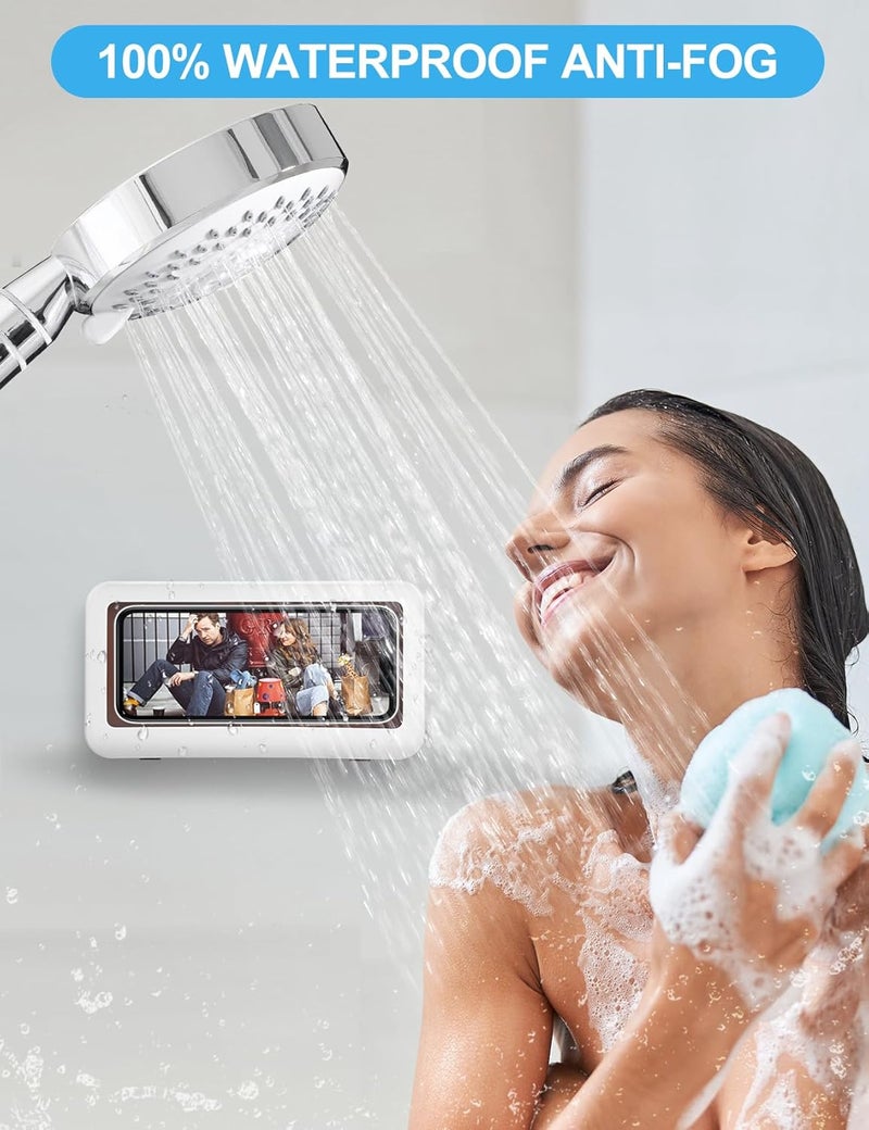 KUNSLUCK Shower Phone Holder Waterproof, Anti-Fog Touch Screen Wall Mount Case for Bathroom Mirror Bathtub, Compatible with 4.7"-6.8" Mobile Phones - Image 2