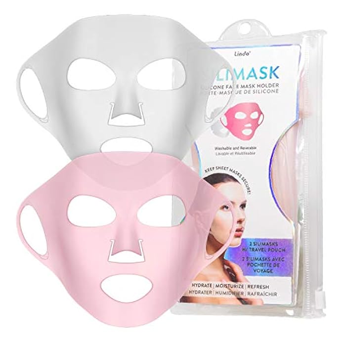 Lindo Silimask - Reusable Anti-Wrinkle Silicone Face Mask Holder for Sheet Masks, Moisturizing Facial Mask Cover, Prevent Evaporation, Beauty Face Tool, Travel Pouch Included, 2 Pack - Image 1