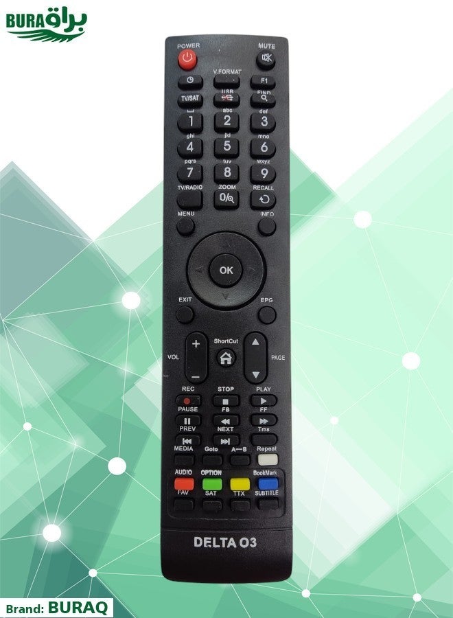 براق Delta 03 Receiver Remote - استبدال التحكم عن بُعد متوافق مع Delta 03 Satellite Atster - Black