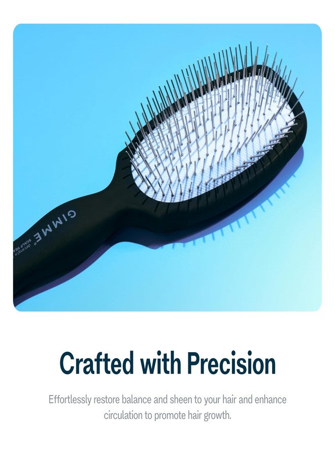 Gimme فرشاة جيمي بيوتي المعدنية - شعيرات من الفولاذ المقاوم للصدأ للحصول على لمعان صحي - مصممة لفك تشابك أنواع الشعر - تدعم العناية بفروة الرأس - فرشاة شعر بمقبض مريح - Image 4