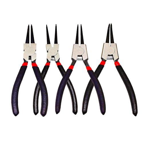 KUBOJSDLZ 4PC 7" Snap Ring Pliers Set, Internal/External Circlip Pliers Kit with Straight+Bent Jaw Tips, Heavy Duty C Clamp Pliers for Automotive Tools - Image 3