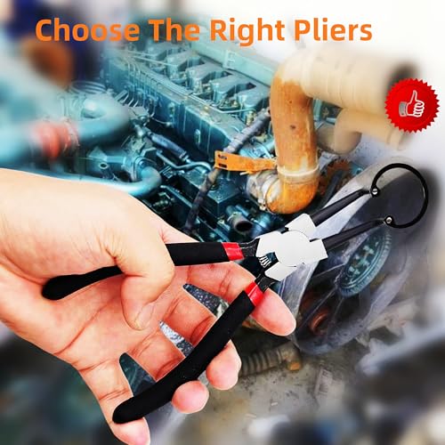 KUBOJSDLZ 4PC 7" Snap Ring Pliers Set, Internal/External Circlip Pliers Kit with Straight+Bent Jaw Tips, Heavy Duty C Clamp Pliers for Automotive Tools - Image 4