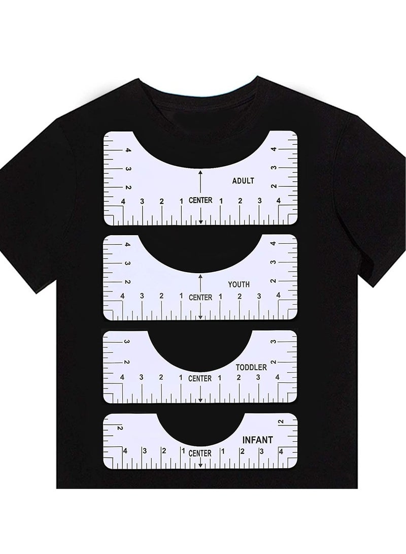SYOSI Tshirt Ruler T Shirt Alignment Tool Acrylic T-Shirt Ruler Guide to Center Designs for Vinyl and HTV Alignment Tool Style B 4PCS - Image 1