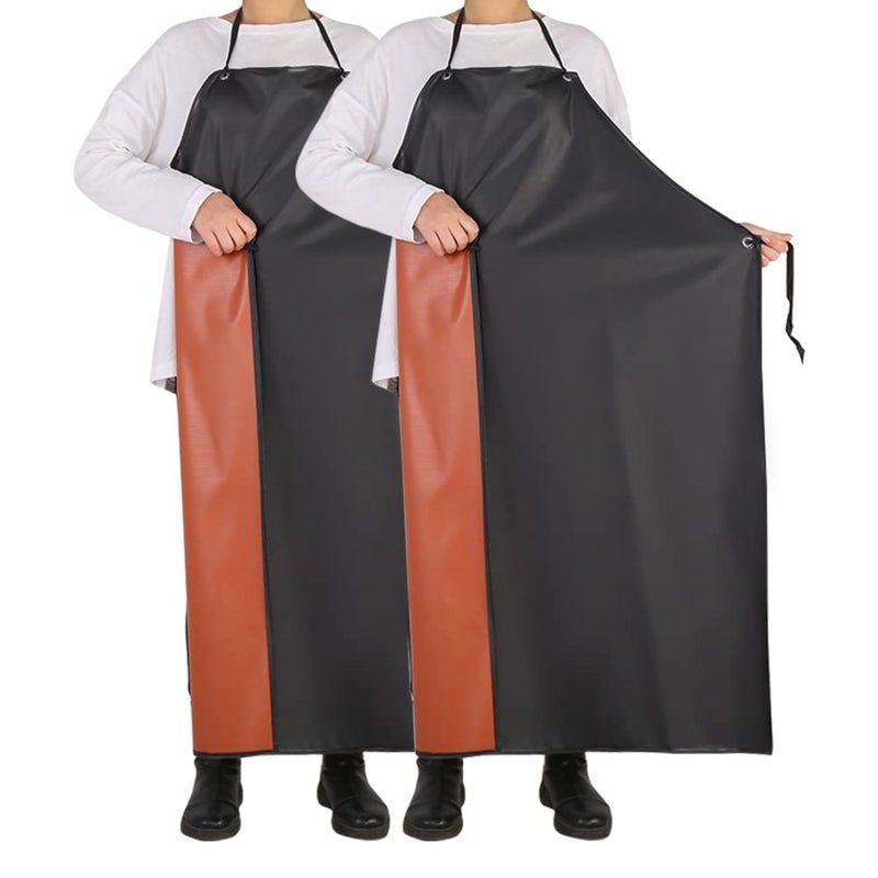 PVC chemical protective apron, waterproof, oil-proof, thickened apron, soft leather, adult apron for food, aquatic products, slaughterhouse, kitchen, labor protection apron - Image 1