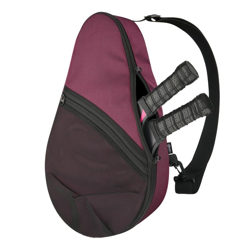 Cosmos Padel Racket Bag Pickleball Paddle Sling Backpack Padel Racquet Storage Bag Padel Paddel Tennis Equipment Carrying Bag with Mesh Pocket for 2 Paddles Ball Water Bottle Accessory Burgundy - Image 2