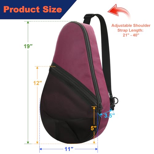Cosmos Padel Racket Bag Pickleball Paddle Sling Backpack Padel Racquet Storage Bag Padel Paddel Tennis Equipment Carrying Bag with Mesh Pocket for 2 Paddles Ball Water Bottle Accessory Burgundy - Image 3