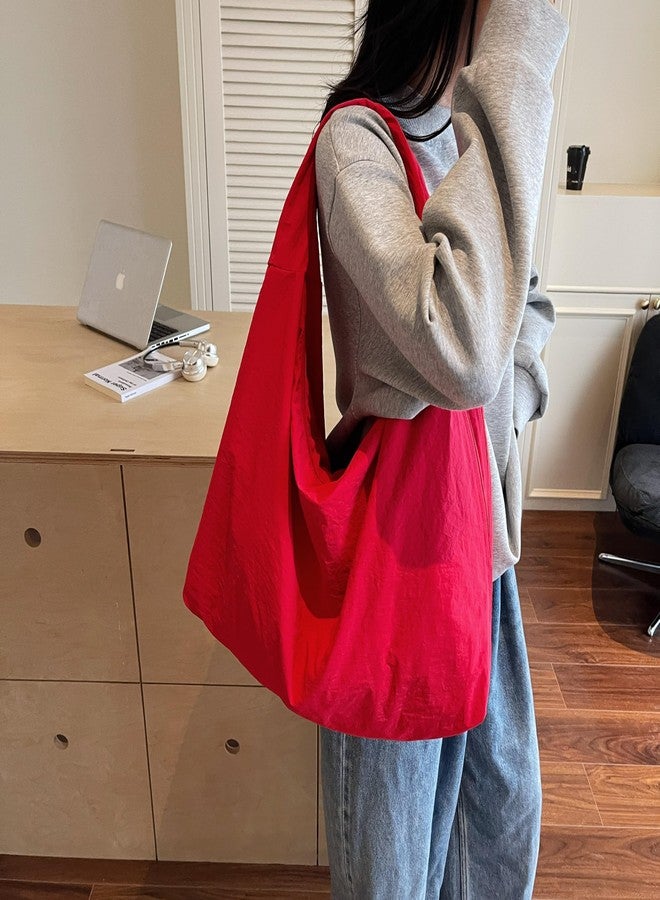 Avilego Women Solid Color Slouchy Tote Bag Large Capacity Shoulder Purse Versatile Underarm Bag Hobo Bag Travel Vacation - Image 2