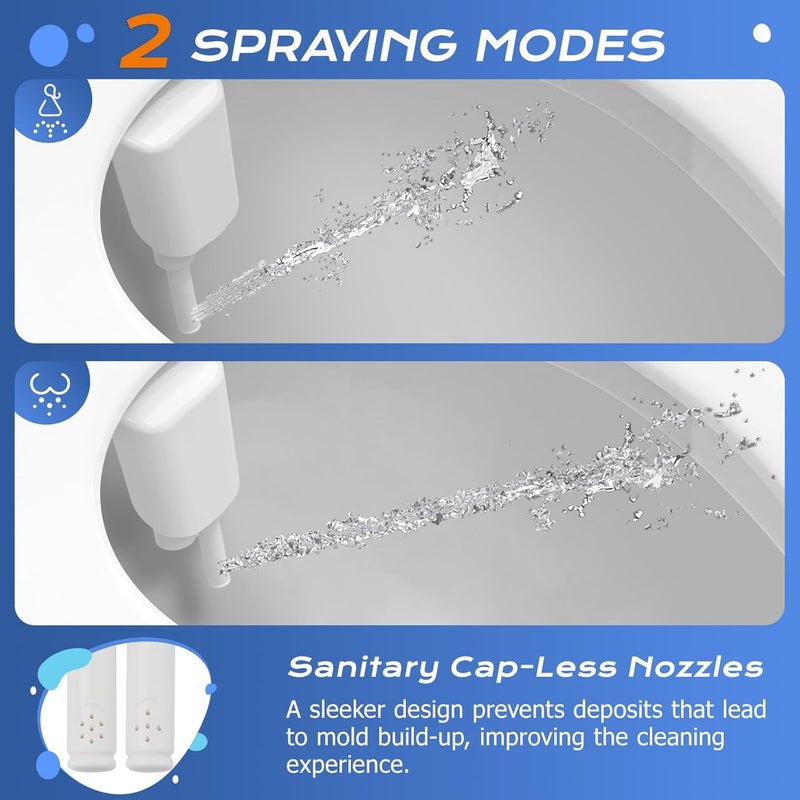 SAMODRA Ultra-Slim Hygienic Bidets Attachment for Existing Toilets - Adjustable Fresh Water Pressure Dual Nozzle (Frontal & Rear Wash) Easy to Install, Silver - Image 2