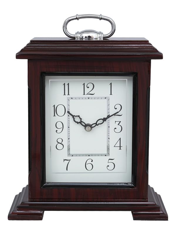 CRAFT SMITH Decorative Rosewood Colour Wooden Analog English Numbers Rectangular Table Clock for Office Desk Home Living Study Room Gifts Size 22 x 10 x 28 CM Weight 1510 Gram - Image 1
