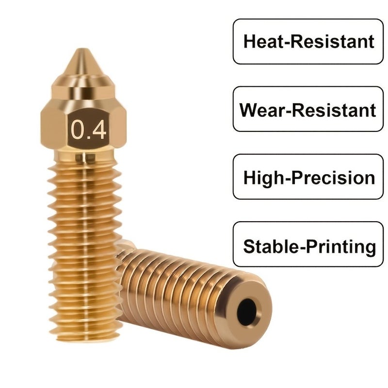 6 قطع فوهات نحاسية عالية السرعة بقطر 0.4 مم متوافقة مع طابعات إندر 3 V3 KE وK1 Max وCR 10 SE وCR M4 وأجزاء طابعات ثلاثية الأبعاد - Image 1