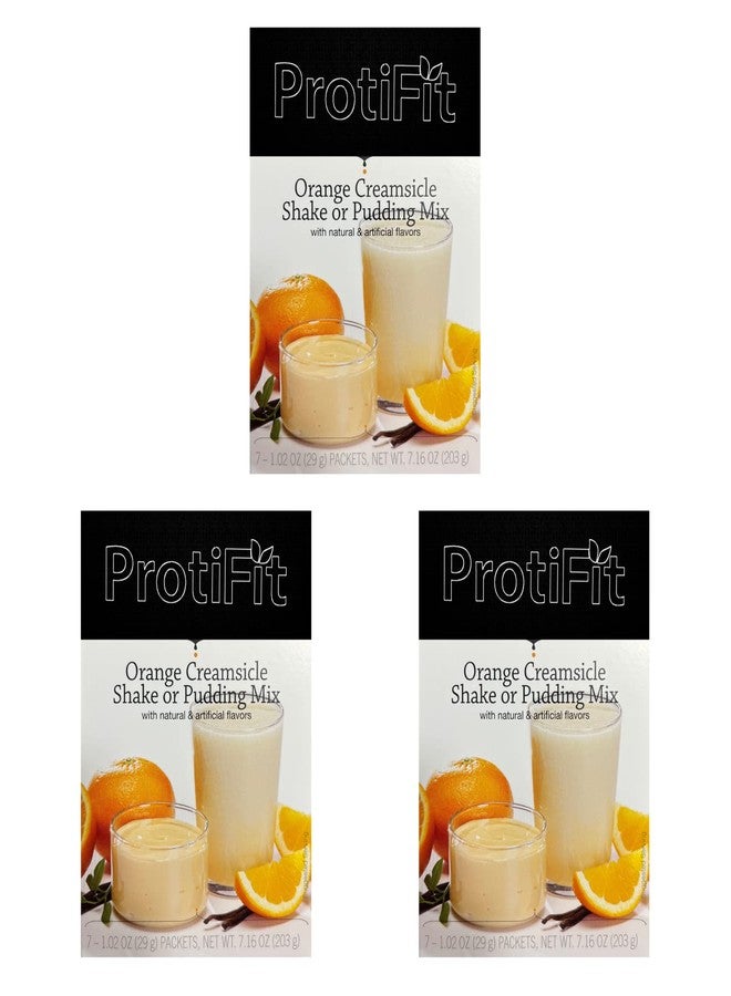 PROTIFIT - High Protein Orange Creamsicle Pudding & Shake Mix 3 Pack, 15g Protein, Low Calorie, Low Fat, Low Carb, Aspartame Free, Idea Protein Compatible, Meal Replacement, 7 Servings Per Box, (3 Pack) - Image 1