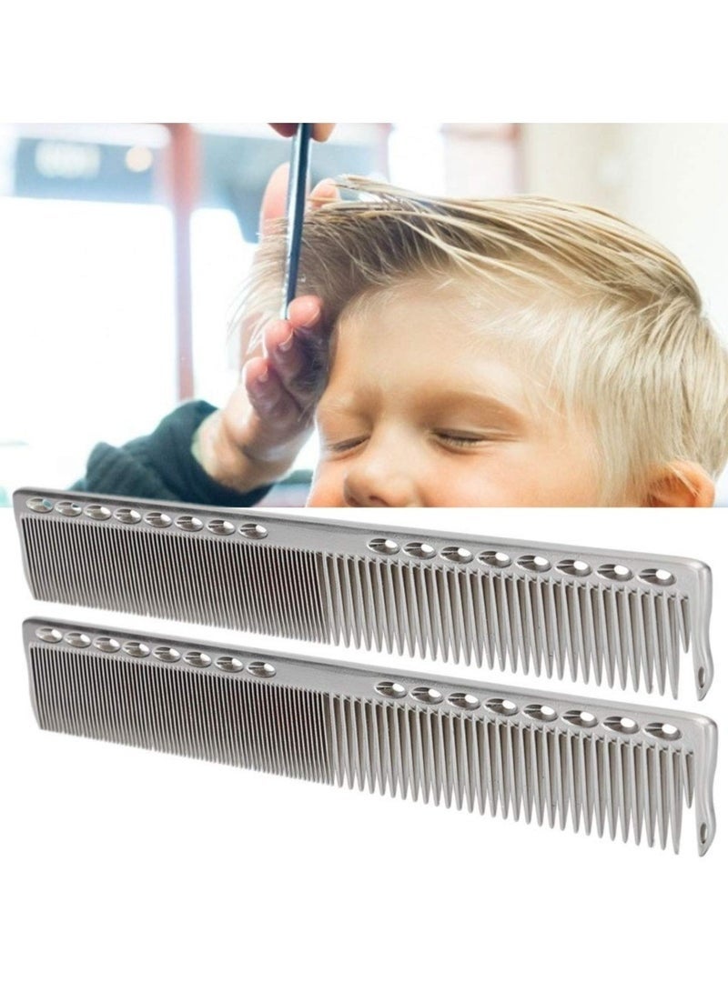 مشط تصفيف الشعر مكون من قطعتين من الفولاذ المقاوم للصدأ، مشط احترافي لقص الشعر، أداة تصفيف الشعر لجميع أنواع الشعر، مشط حلاقة ذو أسنان رفيعة وواسعة (فضي) - Image 5
