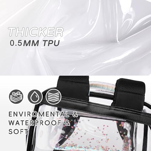 KIDNUO Clear Backpack for Girls Women Transparent Kids Elementary College School Bag Travel Laptop Backpacks Large Bookbags (Black) - Image 3