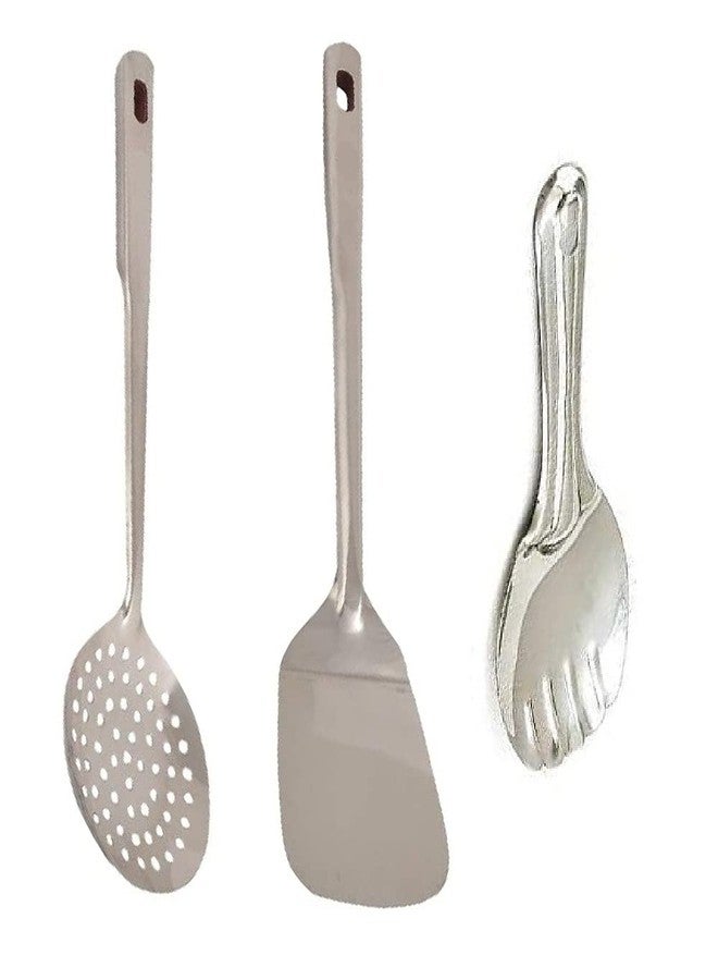 First Front Stainless Steel Cooking and Serving Rice Palta, Poni with Palta, Kitchen Tools (Pack of 3) - Image 1