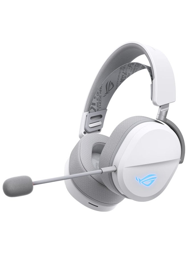 Rog Pofeng Over-ear Gaming Headset, Wireless Tri-mode Connection, Speednova Wireless Technology, Lightweight Design, Rgb Light Synchronization, Moonlight White - Image 1