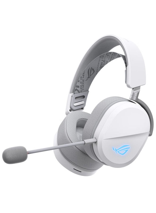 Rog Pofeng Over-ear Gaming Headset, Wireless Tri-mode Connection, Speednova Wireless Technology, Lightweight Design, Rgb Light Synchronization, Moonlight White - Image 2