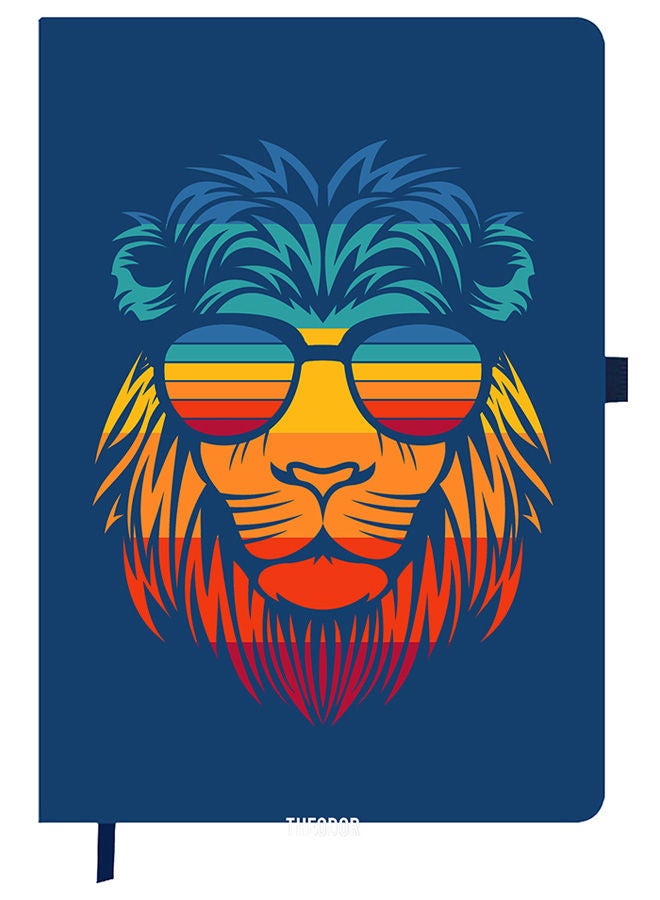Theodor Designer A5 Thick Blue Hardcover Notebook Lion - Image 1