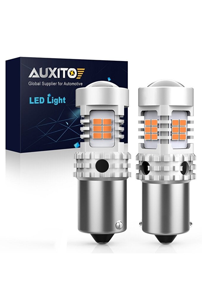 أوكسيتو 1156 BAU15S PY21W AUXITO 2Pcs BA15S P21W LED بدون فلاش فائق الأصفر الكهرماني T20 W21W 7440 WY21W 1156 BA - Image 1