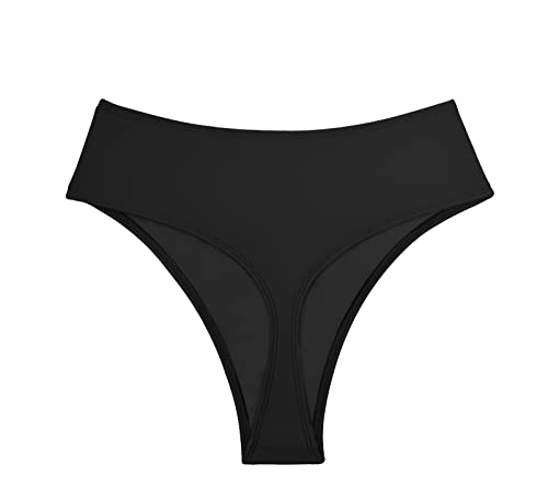 Kepblom Women's Thong Rave Bottoms High Waisted Bikini Bottom High Cut Panties for Dance Festival, Black, XS - Image 4