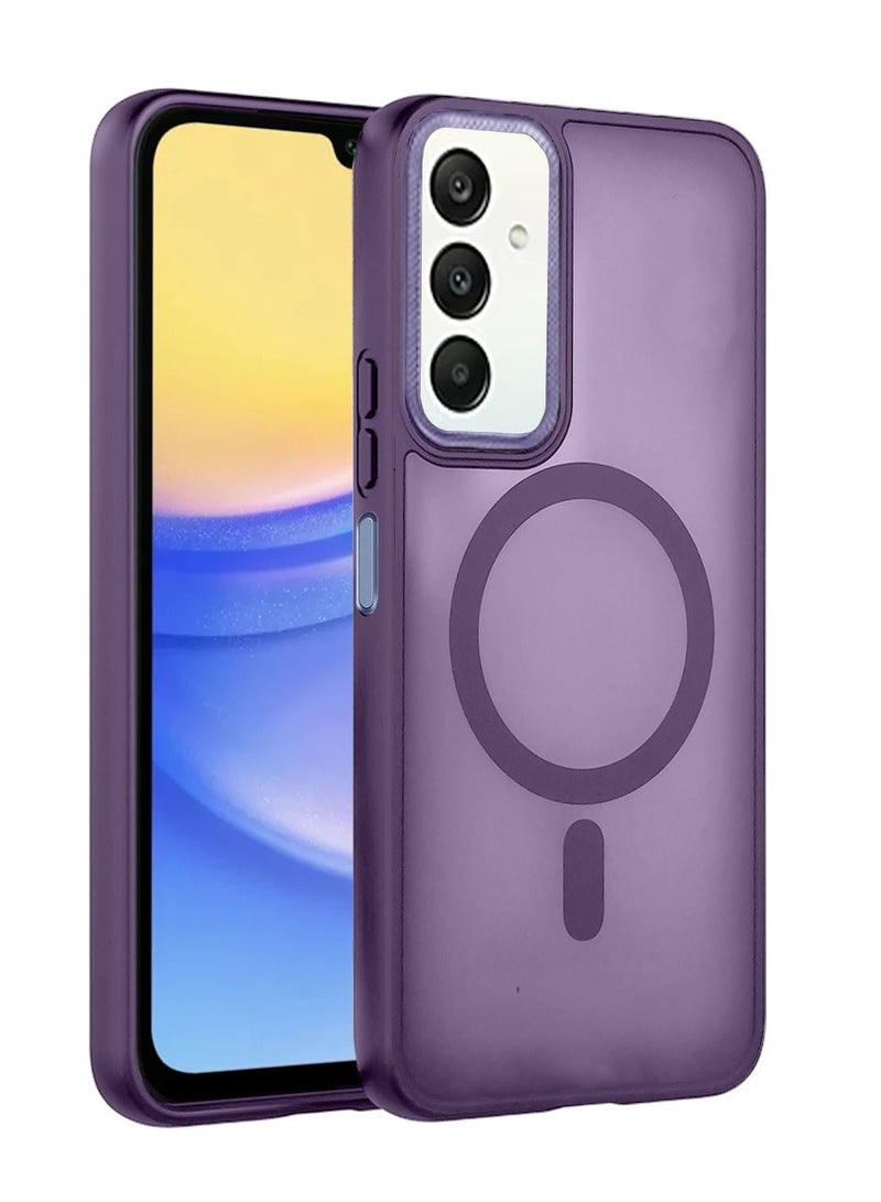 Techie غطاء ماغسيف مغناطيسي شفاف مع واقي عدسة كاميرا بارز لهاتف سامسونغ جالاكسي A15 - بنفسجي غير لامع - Image 1