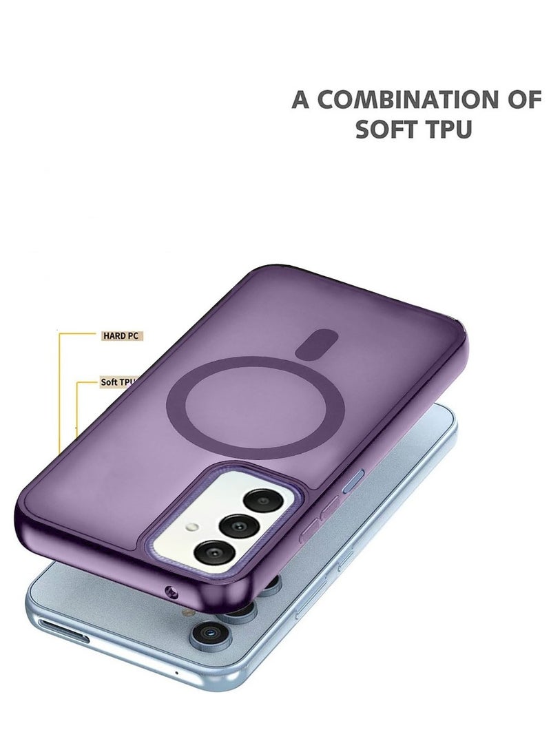 Techie غطاء ماغسيف مغناطيسي شفاف مع واقي عدسة كاميرا بارز لهاتف سامسونغ جالاكسي A15 - بنفسجي غير لامع - Image 5